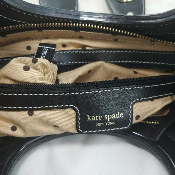 Kate Spade Womens Black Cream Canvas Leather Zip Pockets Crossbody Handb… - Picture 6 of 14